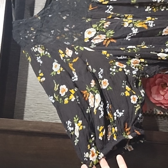 Studio West Top Blouse Floral Puff Sleeves Decorative Neck Print Size 3X… - Picture 6 of 8